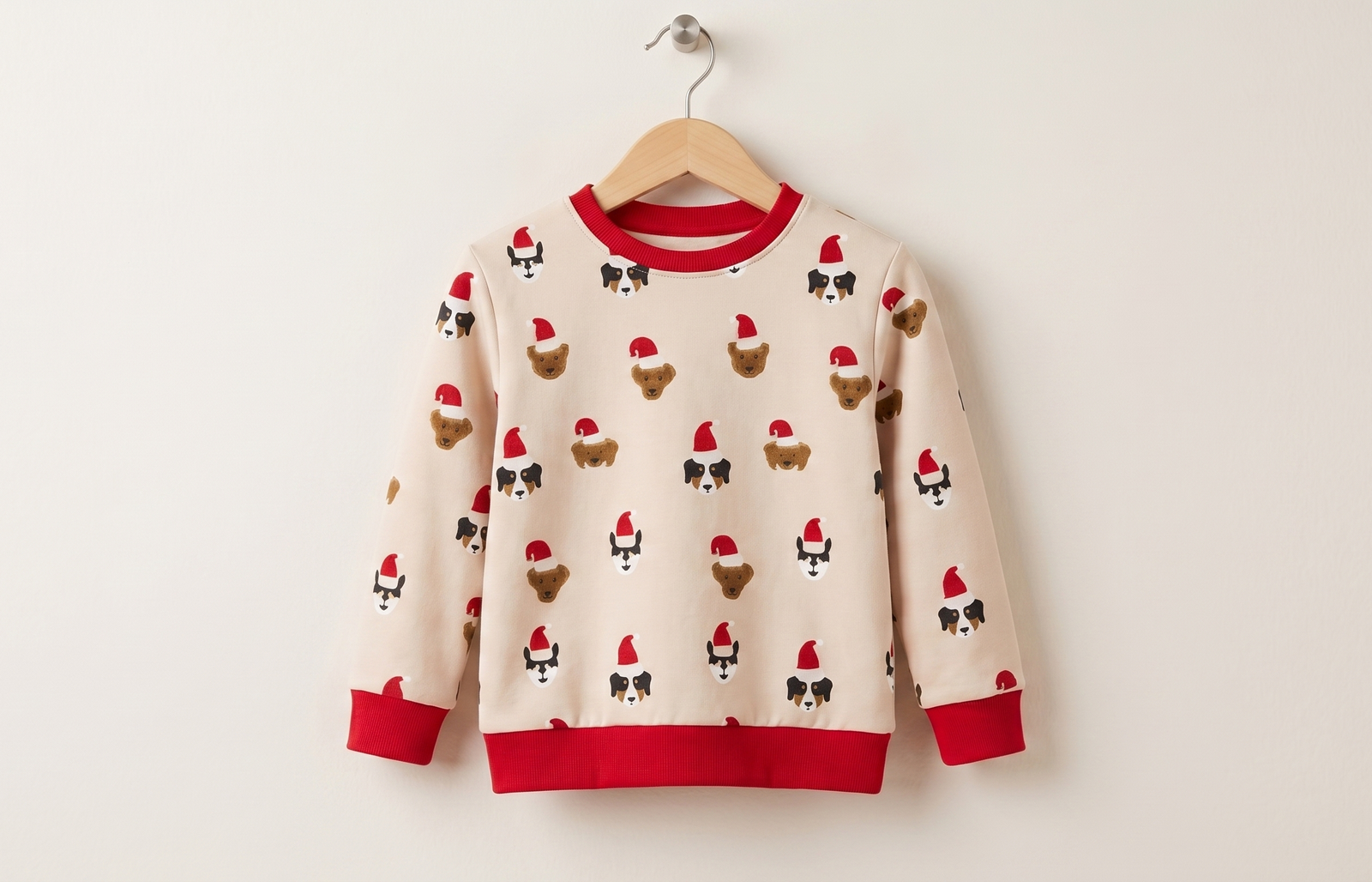 Unisex Beige Red Cotton Printed Full Sleeve Co-ord Sets