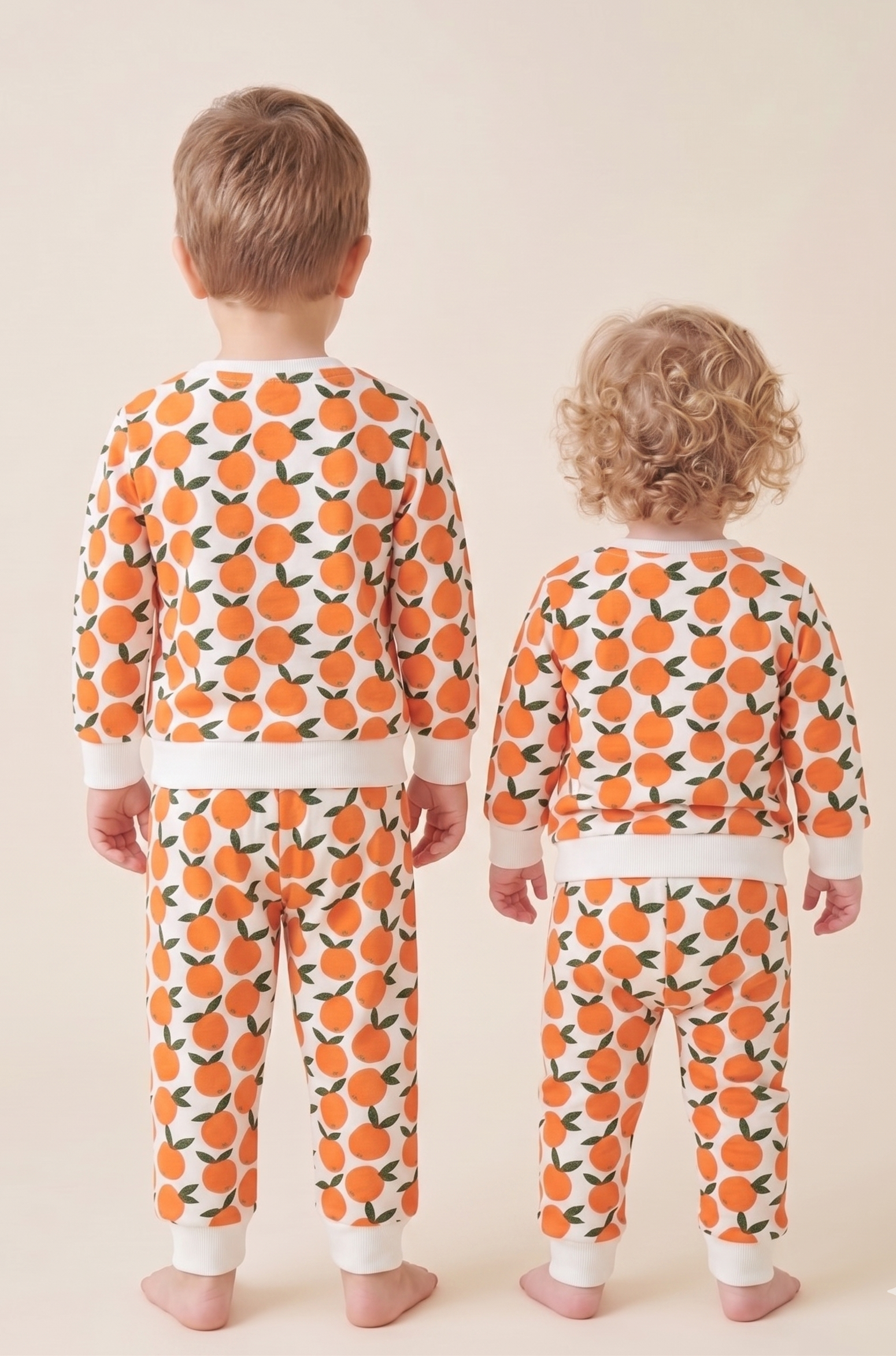 Unisex Cotton Orange Print Full Sleeve Co-ord Sets