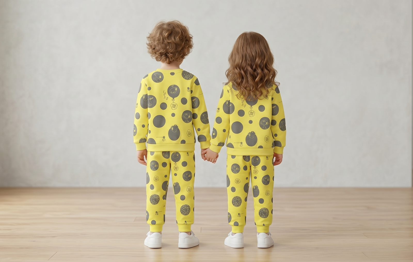 Unisex Yellow Cotton Printed Full Sleeve Co-ord Sets