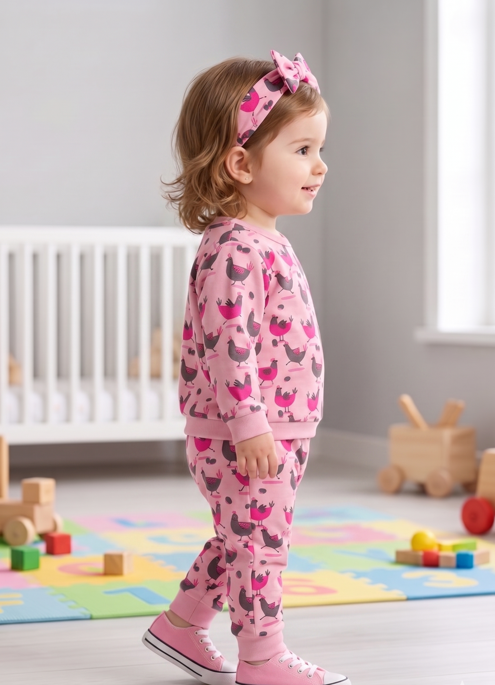 Unisex Cotton Hen Print Full Sleeve Co-ord Sets