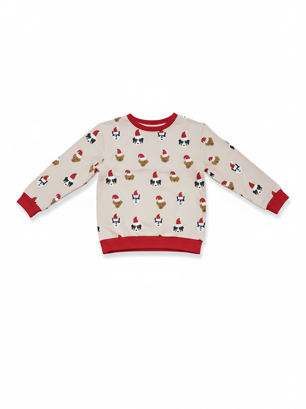 Unisex Beige Red Cotton Printed Full Sleeve Co-ord Sets