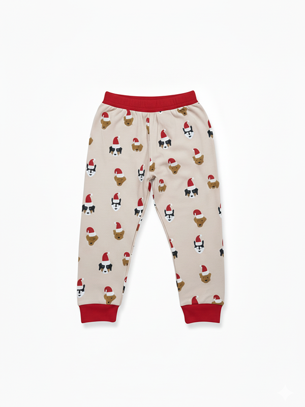 Unisex Beige Red Cotton Printed Full Sleeve Co-ord Sets