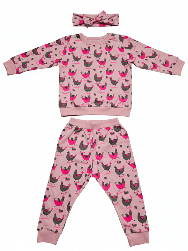 Unisex Cotton Hen Print Full Sleeve Co-ord Sets