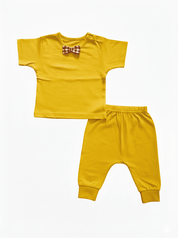 Solid Yellow Newborn Toddler Cotton Sets with Bow